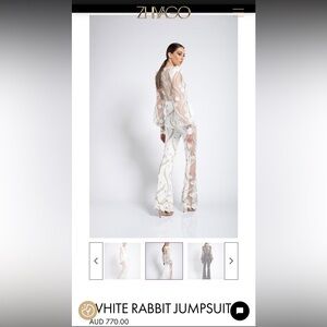 Zhivago Sheer White and Gold Floral Jumpsuit